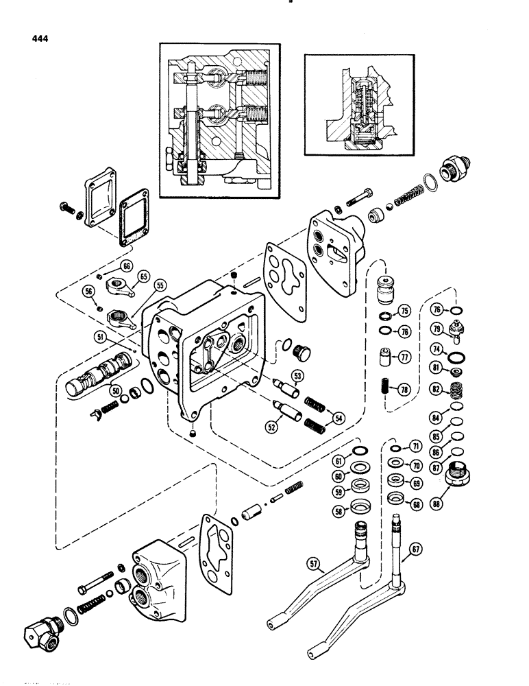 Схема запчастей Case IH 1070 - (0444) - A42248 AUXILIARY VALVE, USED PRIOR TRACTOR SERIAL NUMBER 8709725 (08) - HYDRAULICS