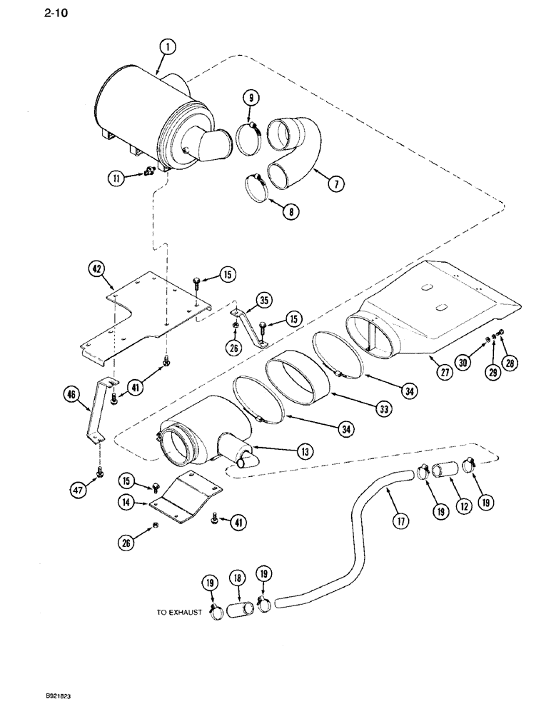 Схема запчастей Case IH 7120 - (2-10) - AIR INDUCTION SYSTEM, P.I.N. JJA0033579 AND AFTER (02) - ENGINE