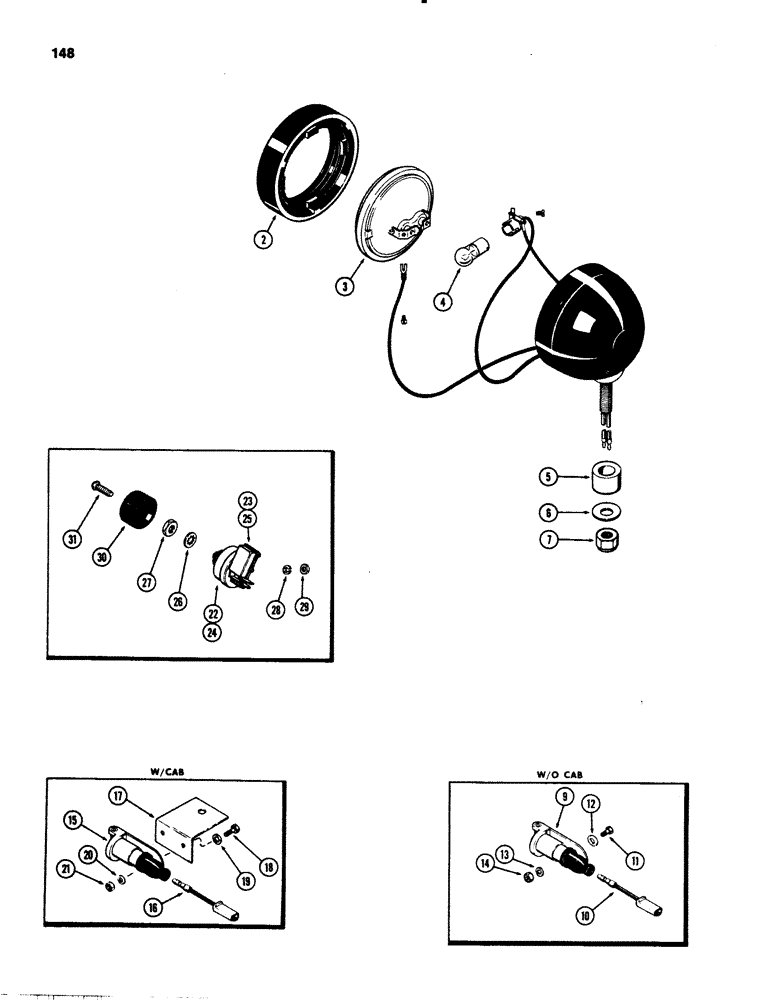 Схема запчастей Case IH 1070 - (0148) - TAIL AND WARNING LAMP (04) - ELECTRICAL SYSTEMS