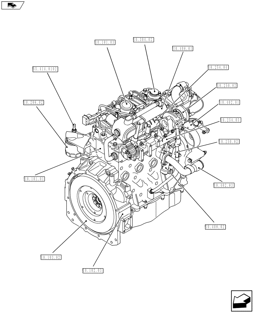 Схема запчастей Case IH F5CE5454C A003 - (10.000.01[02]) - PICTORIAL INDEX - ENGINE (10) - ENGINE