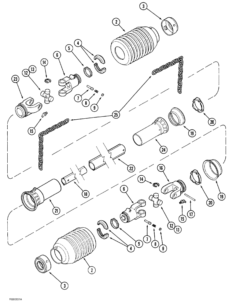 Схема запчастей Case IH 1015 - (9-038) - DRIVE SHAFT, WALTERSCHEID (58) - ATTACHMENTS/HEADERS