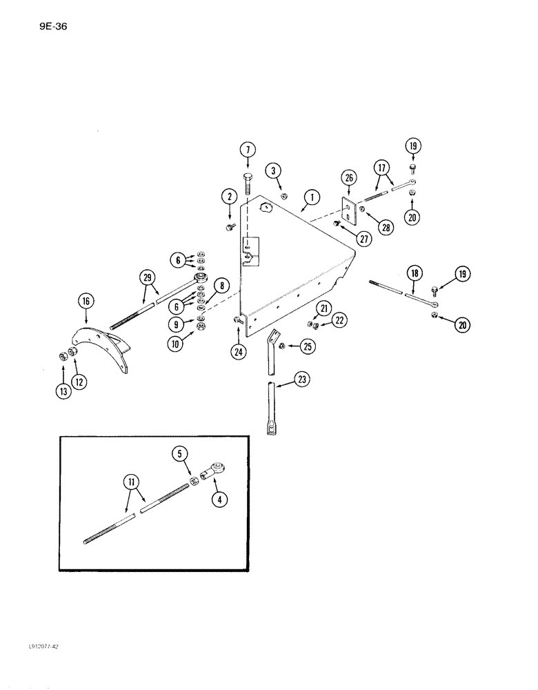 Схема запчастей Case IH 1640 - (9E-36) - UNLOADER SUPPORTS (17) - GRAIN TANK & UNLOADER