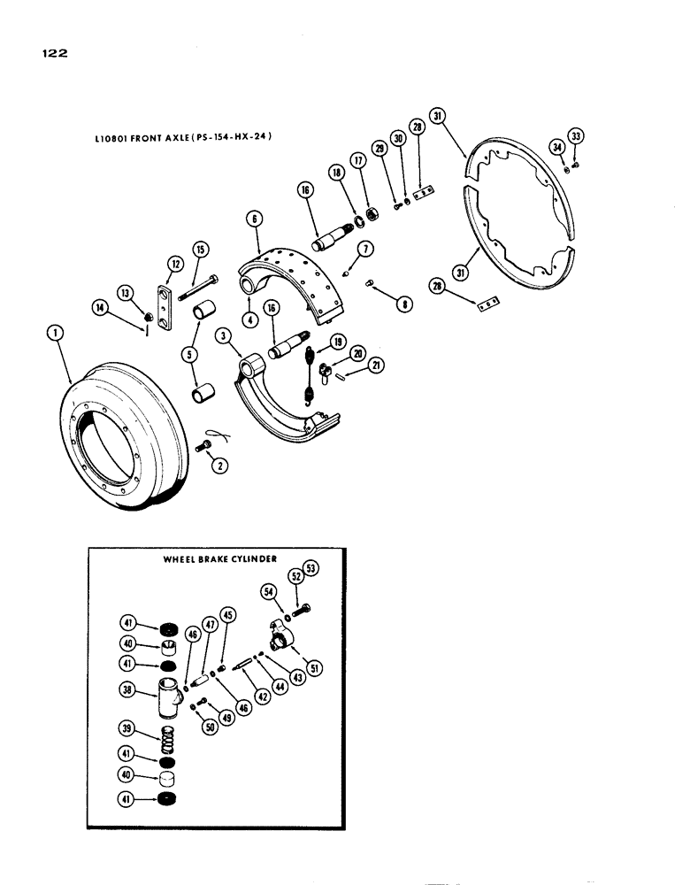 Схема запчастей Case IH 1200 - (122) - L10801 FRONT AXLE BRAKES, 19.03 RATIO WITH CARDON JOINT (06) - POWER TRAIN