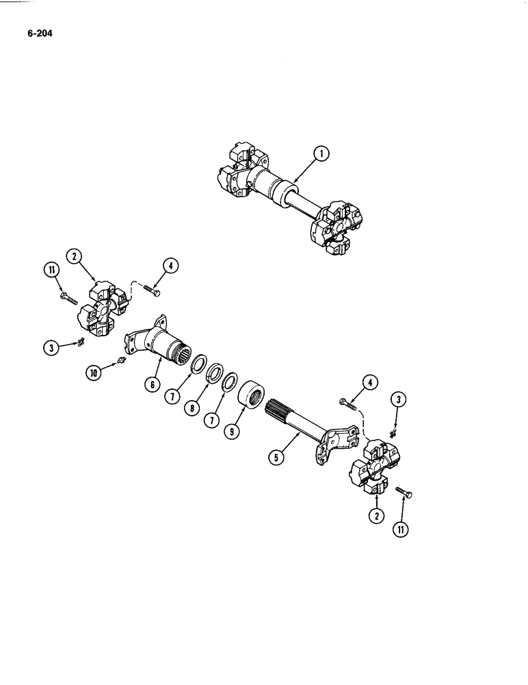 Схема запчастей Case IH 4494 - (6-204) - FRONT AXLE DRIVE SHAFT, AXLE SERIAL NO. 13015953 AND AFTER (06) - POWER TRAIN