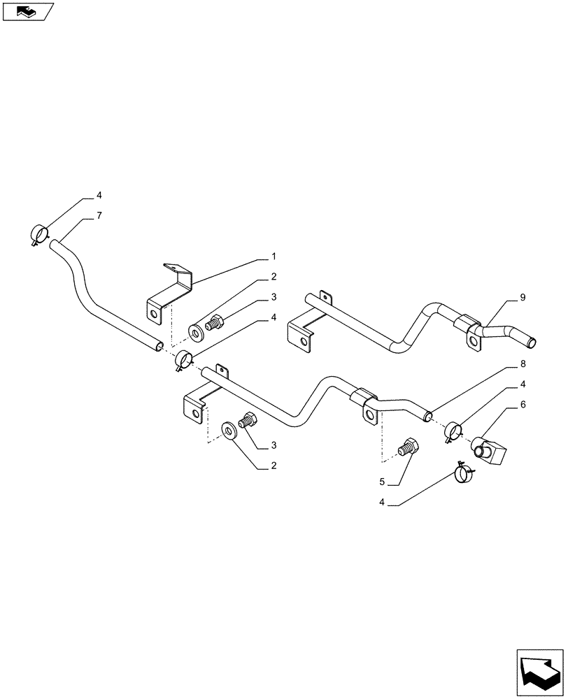 Схема запчастей Case IH PUMA 170 - (50.200.02[03]) - HEATING SYSTEM PIPES (50) - CAB CLIMATE CONTROL