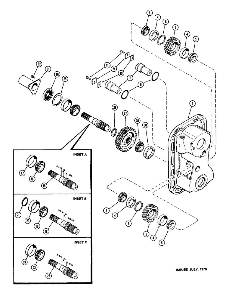 Схема запчастей Case IH 1570 - (161A) - PTO IDLERS, USED PRIOR TO TRANSMISSION SERIAL NUMBER 10060069 (06) - POWER TRAIN