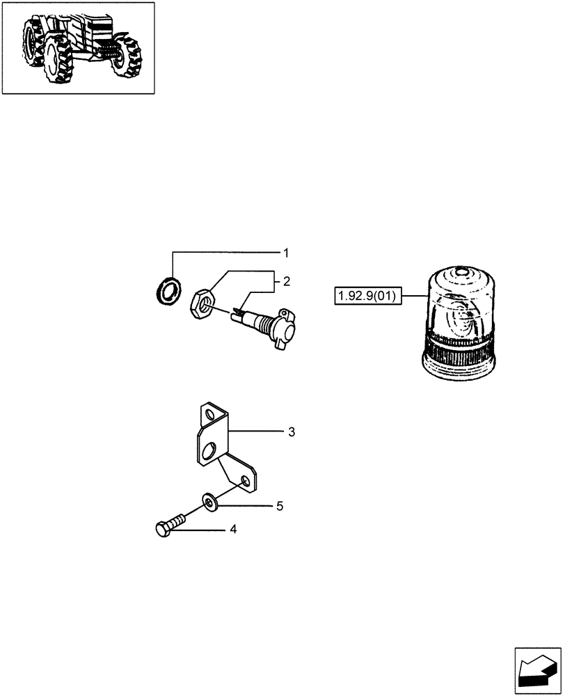 Схема запчастей Case IH JX95 - (1.92.9[02]) - ROTATING LIGHT - BRACKET (10) - OPERATORS PLATFORM/CAB