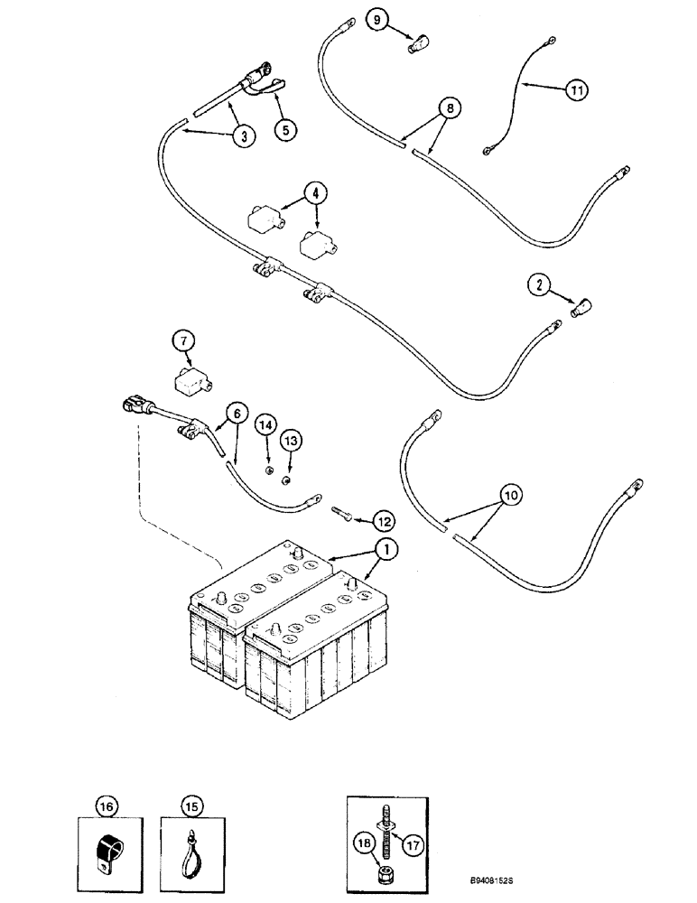 Схема запчастей Case IH 2144 - (4-52) - BATTERY AND BATTERY CABLES (06) - ELECTRICAL