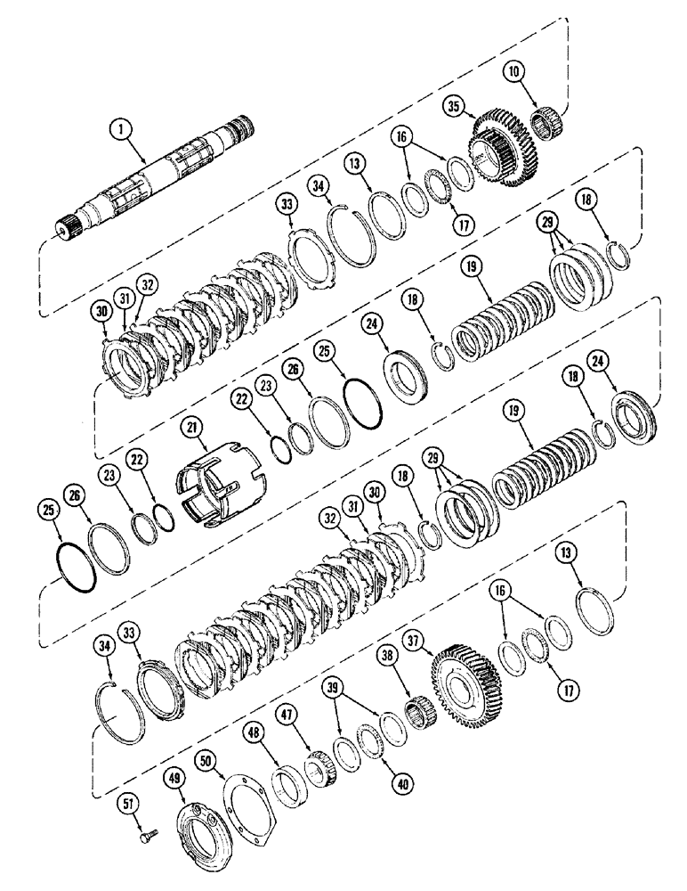 Схема запчастей Case IH 8920 - (6-016) - TRANSMISSION SPEED, OUTPUT SHAFT AND REAR CLUTCH (06) - POWER TRAIN