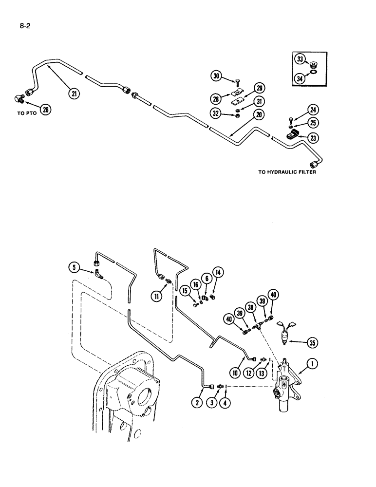 Схема запчастей Case IH 3594 - (8-002) - PTO HYDRAULICS (08) - HYDRAULICS