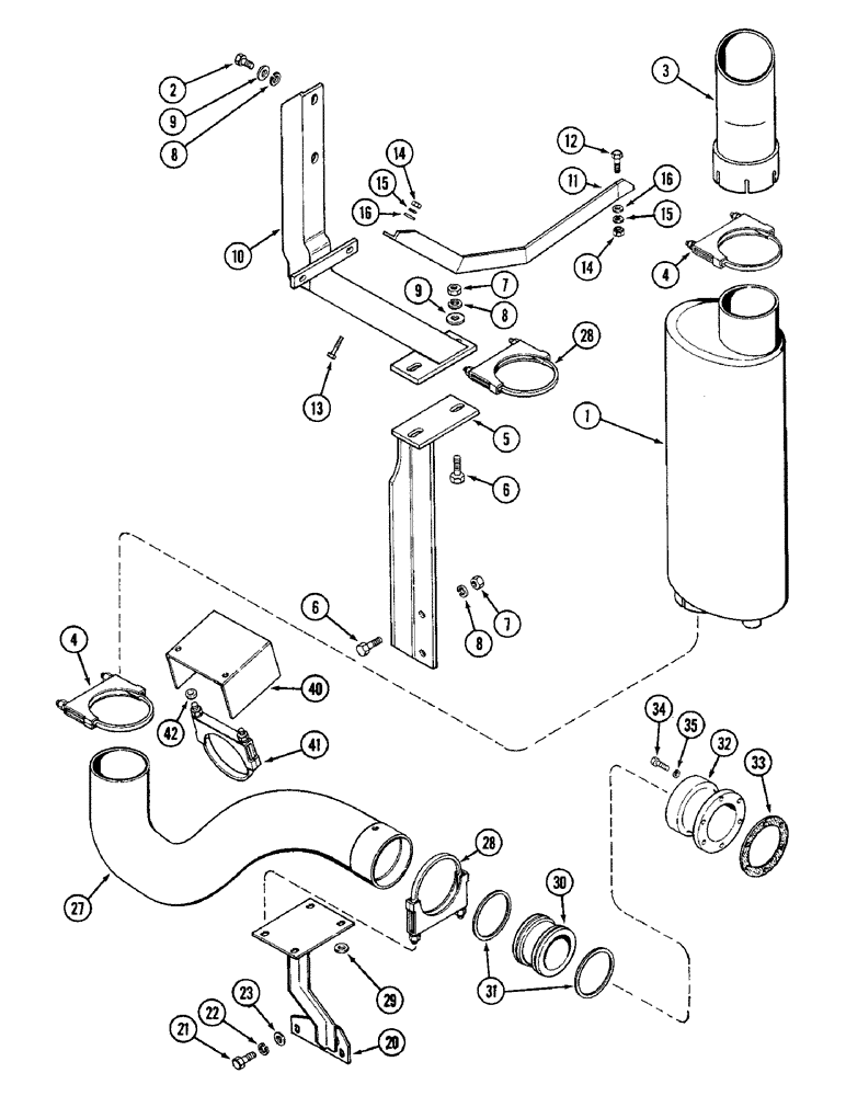 Схема запчастей Case IH 4890 - (2-18) - EXHAUST TUBE AND MUFFLER, 674 CUBIC INCH DIESEL ENGINE (02) - ENGINE