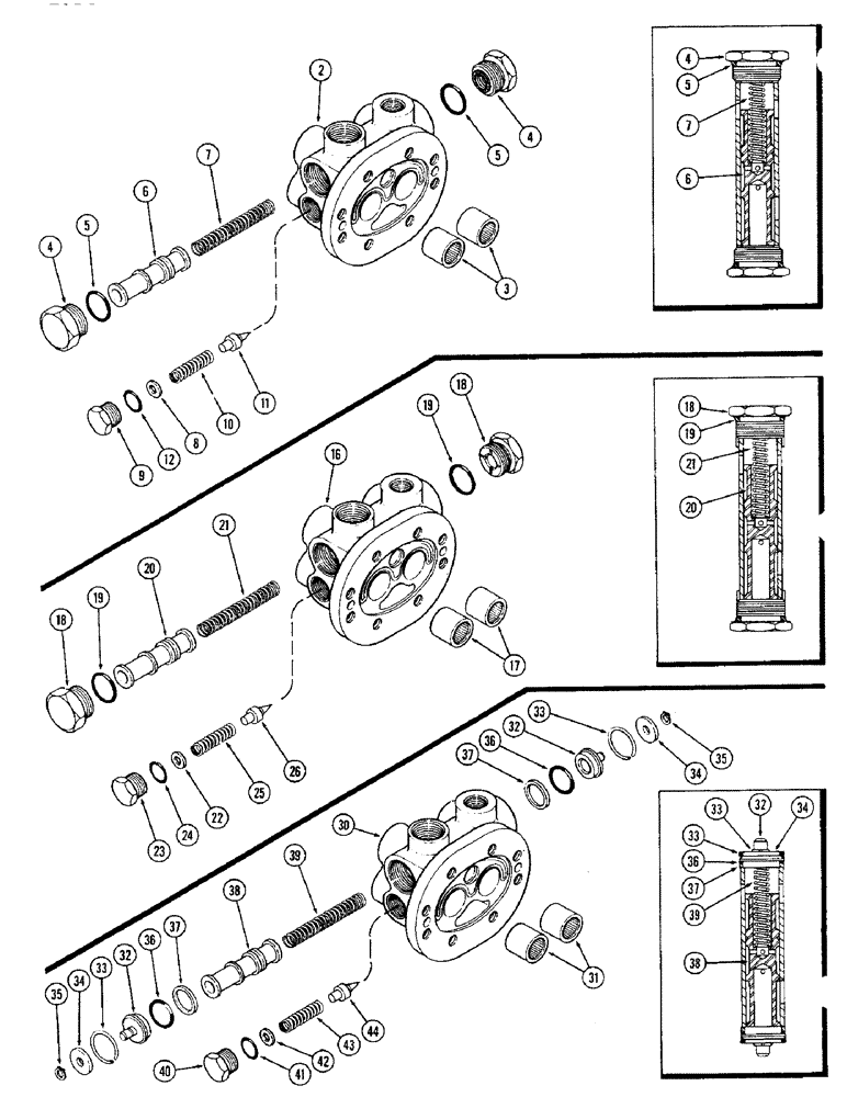 Схема запчастей Case IH 2470 - (203C) - HYDRAULIC PUMP REAR COVER, W/SCREW TYPE FLOW DIVIDER PLUGS FOR A141223 PUMP (08) - HYDRAULICS