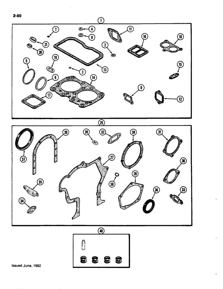 Схема запчастей Case IH 4490 - (2-050) - ENGINE GASKET KITS, 504BDT DIESEL ENGINE (02) - ENGINE