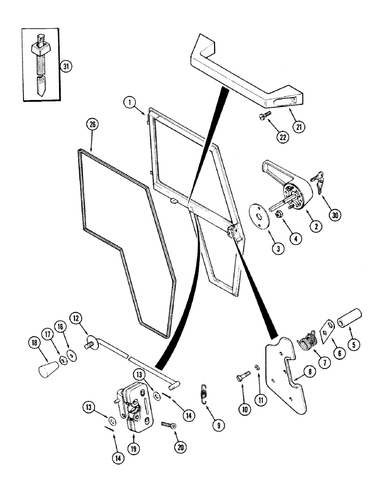 Схема запчастей Case IH 2594 - (9-106) - CAB, DOOR AND LATCH (09) - CHASSIS/ATTACHMENTS