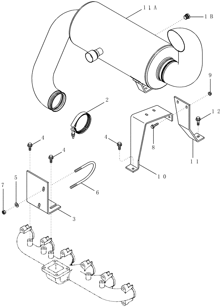 Схема запчастей Case IH 2377 - (02-13) - EXHAUST SYSTEM - MUFFLER - BSN HAJ0295001 (01) - ENGINE