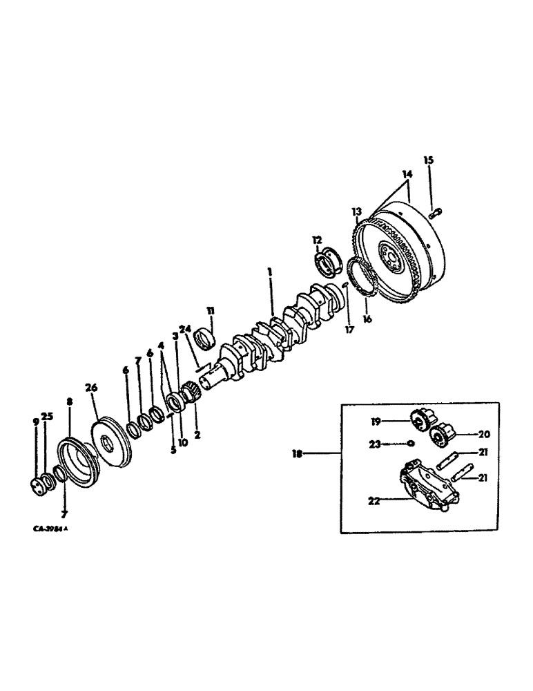 Схема запчастей Case IH D-239 - (D-14) - CRANKSHAFT, FLYWHEEL AND BEARINGS 