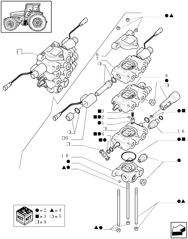 Схема запчастей Case IH MAXXUM 110 - (35.204.BS[05]) - VAR - 332564, 332562, 334562, 743901 - CONTROL VALVE - BREAKDOWN (35) - HYDRAULIC SYSTEMS