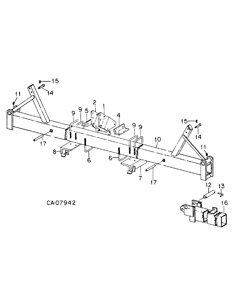 Схема запчастей Case IH 80 - (YB-16) - FOLDING FRAME W/HITCH, FLEX OR NON-FLEX FOR MIDDLEBUSTER & PLANTER 