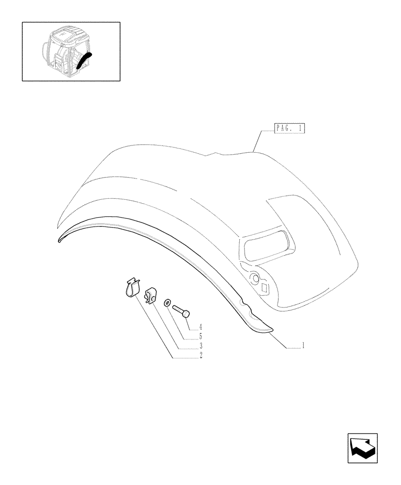 Схема запчастей Case IH MAXXUM 140 - (1.92.5/02[03A]) - WIDE REAR FENDERS WITH EXTENSIONS - EXTENSIONS (VAR.330519-331519-332519-333519) - D7076 (10) - OPERATORS PLATFORM/CAB