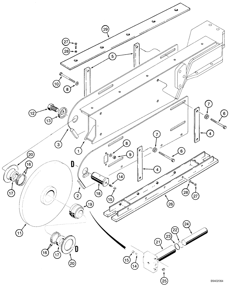 Схема запчастей Case IH 95XT - (09-45E) - TRENCHER BOOM - MOUNTING (NORTH AMERICA) (09) - CHASSIS