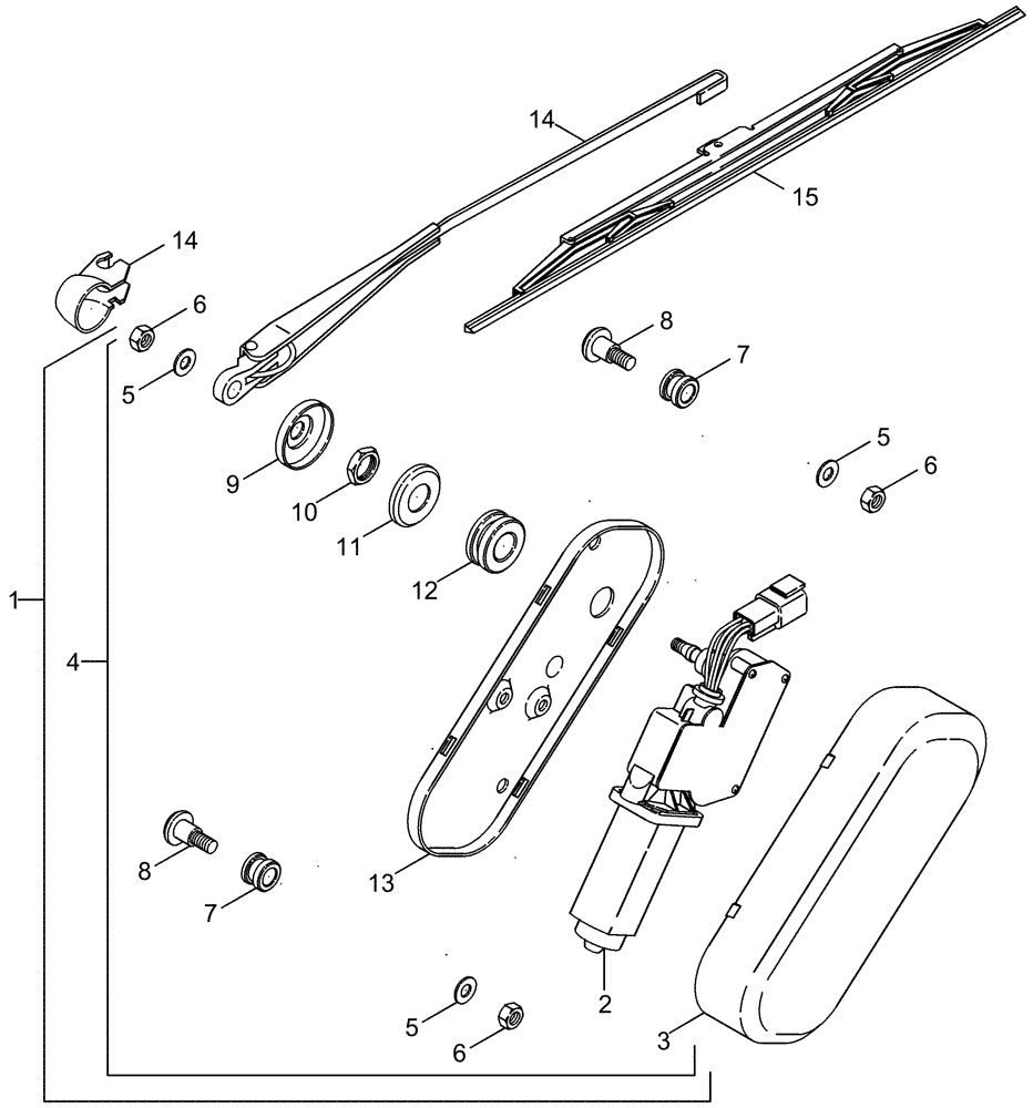 Схема запчастей Case IH MAGNUM 255 - (04-23) - RIGHT HAND WINDOW WIPER (04) - ELECTRICAL SYSTEMS