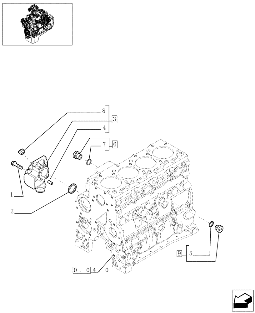 Схема запчастей Case IH F4GE0484C D601 - (0.32.3[01]) - PIPING - ENGINE COOLING SYSTEM (504010574-504038202-504038362) 