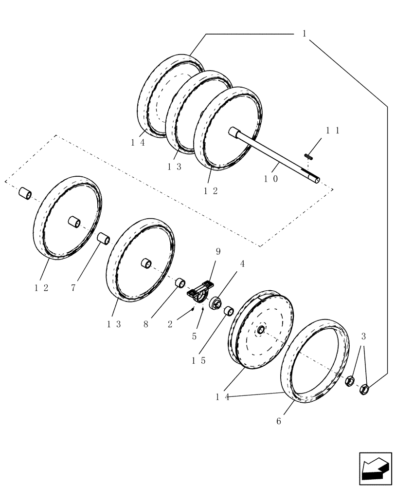 Схема запчастей Case IH ATX400 - (6.270.1) - PACKER GANG ASSY 10" SPACING, 6 RUBBER WHEELS Packer Gang Assemblies and Frames