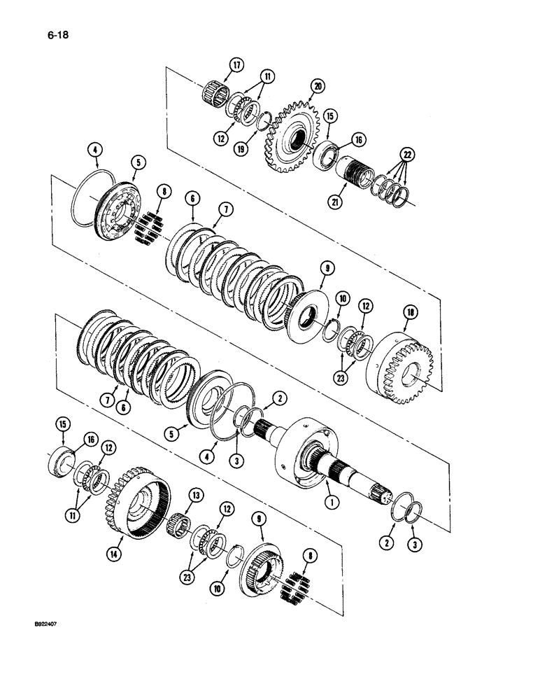 Схема запчастей Case IH 9240 - (6-018) - TRANSMISSION, 7 INCH INPUT CLUTCH PACK (06) - POWER TRAIN