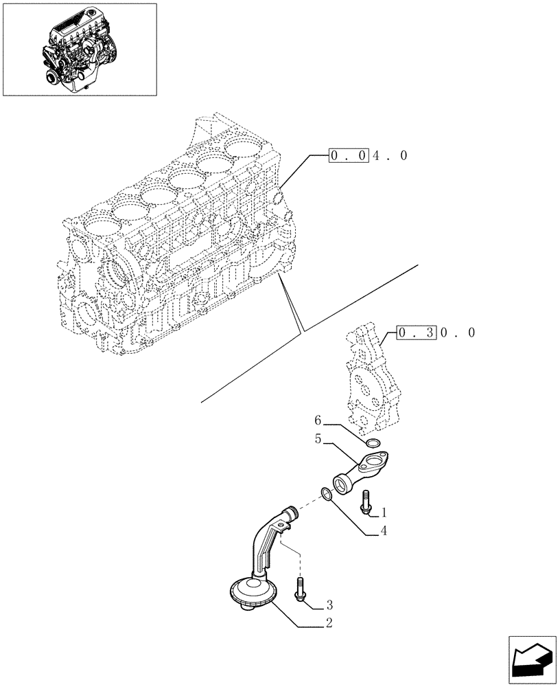 Схема запчастей Case IH F2BE0684A B003 - (0.30.5[01]) - OIL PUMP PIPING (500376147) 