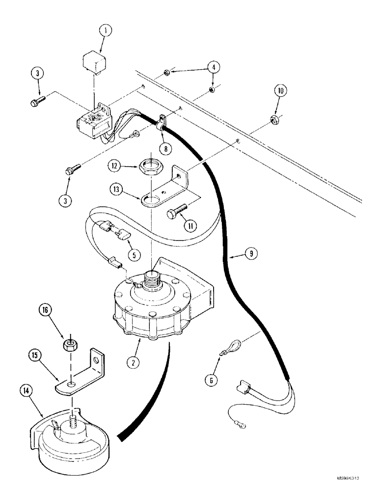 Схема запчастей Case IH 9350 - (4-70) - HORN AND MOUNTING (04) - ELECTRICAL SYSTEMS