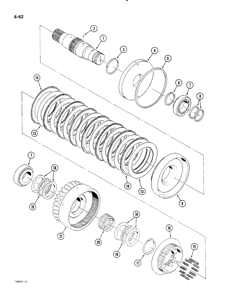 Схема запчастей Case IH STEIGER - (6-62) - PTO ASSEMBLY, CLUTCH PACK (06) - POWER TRAIN