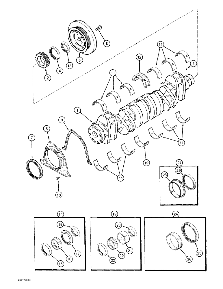 Схема запчастей Case IH 9310 - (2-074) - CRANKSHAFT, 6T-830 ENGINE, 6TA-830 ENGINE, PRIOR TO S/N JEE0036501 (02) - ENGINE