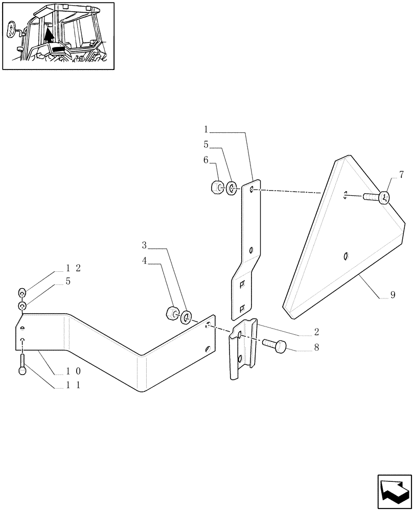 Схема запчастей Case IH MAXXUM 100 - (1.99.3/01) - HIGH MOUNTED SLOW MOVING VEHICLE SIGN (VAR.331712) (10) - OPERATORS PLATFORM/CAB