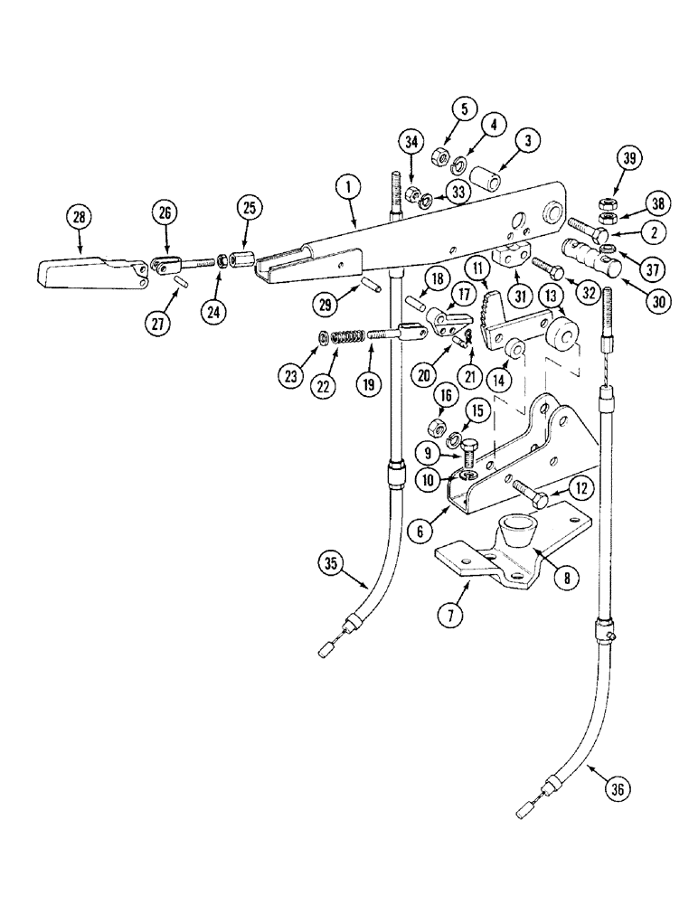 Схема запчастей Case IH 1394 - (7-294) - HAND BRAKE LEVER, TRACTORS WITH CAB (07) - BRAKES