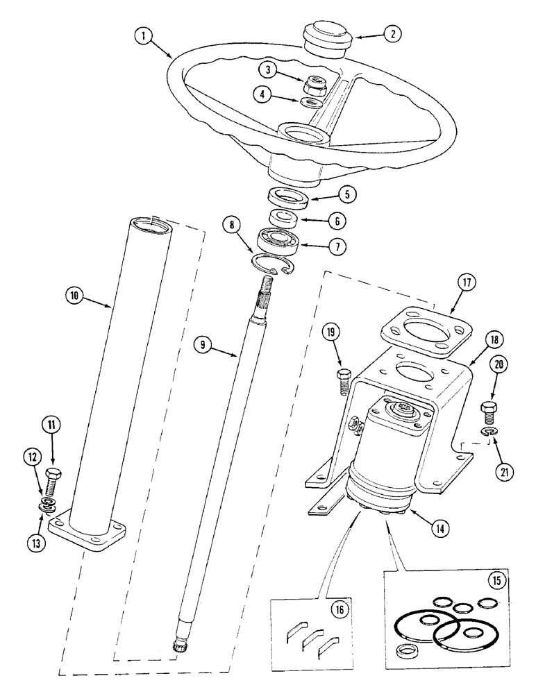 Схема запчастей Case IH 1294 - (5-088) - STEERING COLUMN, POWER STEERING, TRACTORS WITHOUT CAB (05) - STEERING