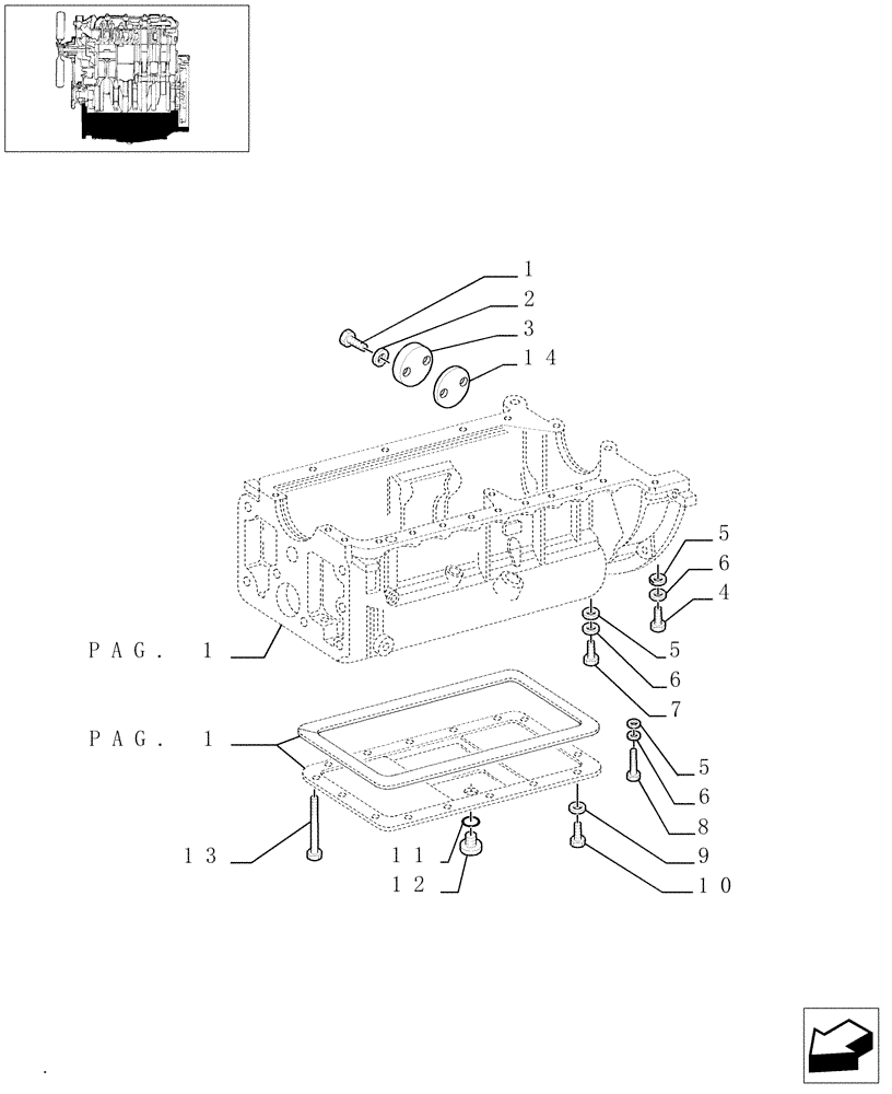 Схема запчастей Case IH JX85 - (0.04.2/01[02]) - OIL SUMP (01) - ENGINE