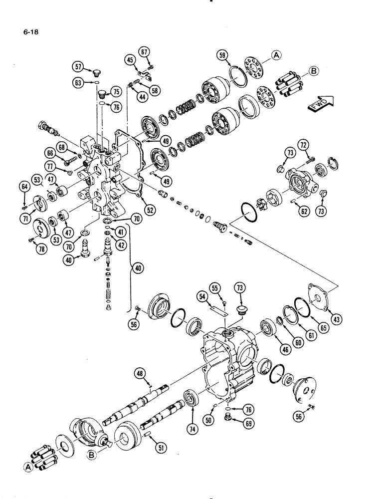 Схема запчастей Case IH 1130 - (6-18) - HYDROSTATIC MOTOR ASSEMBLY (06) - POWER TRAIN