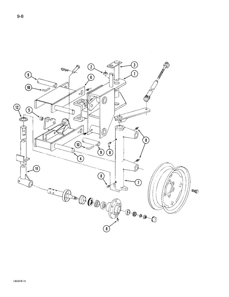 Схема запчастей Case IH 735 - (9-08) - REAR FURROW WHEEL 