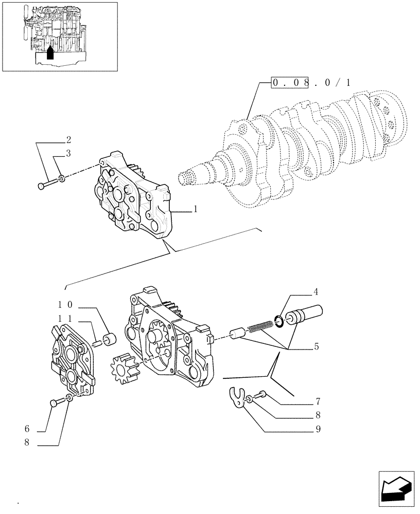 Схема запчастей Case IH JX1070C - (0.30.0/01) - OIL PUMP (01) - ENGINE