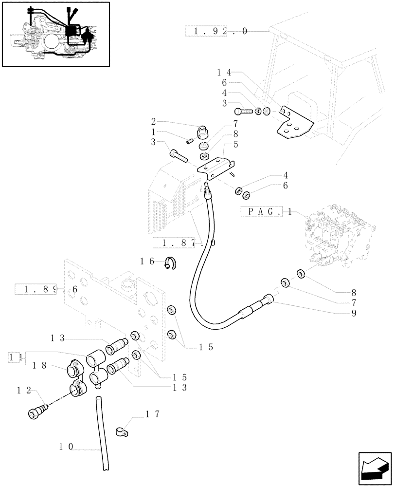 Схема запчастей Case IH JX1070U - (1.82.7/04[03]) - (VAR.419) THREE CONTROL VALVES (BOSCH) - QUIK COUPLING - FLEXIBLE CABLE (07) - HYDRAULIC SYSTEM