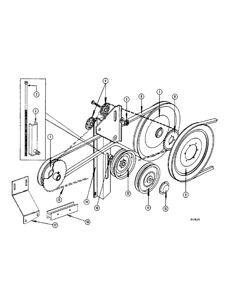 Схема запчастей Case IH 960 - (052) - TIGHTENER - HEADER DRIVE AND UPPER FEEDER RAKE SHAFT (58) - ATTACHMENTS/HEADERS