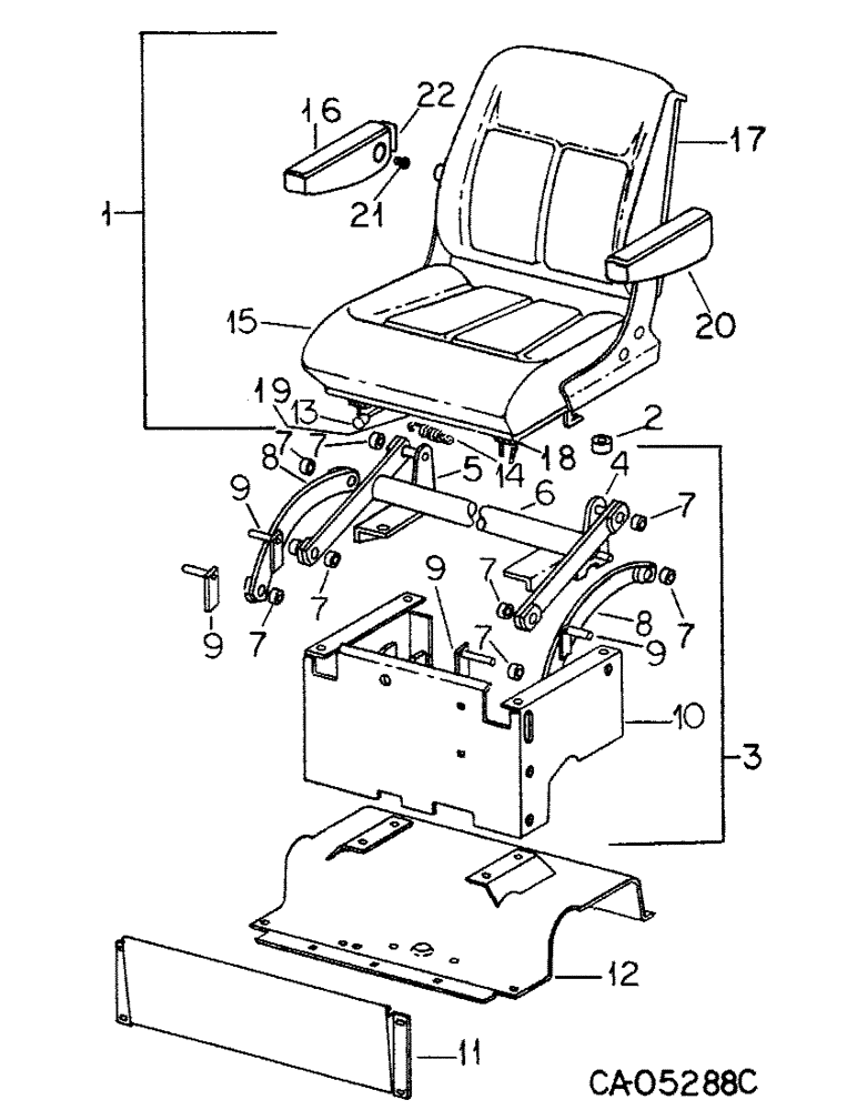 Схема запчастей Case IH 986 - (13-07) - SUPERSTRUCTURE, HYDRAULIC SEAT ATTACHMENT (05) - SUPERSTRUCTURE