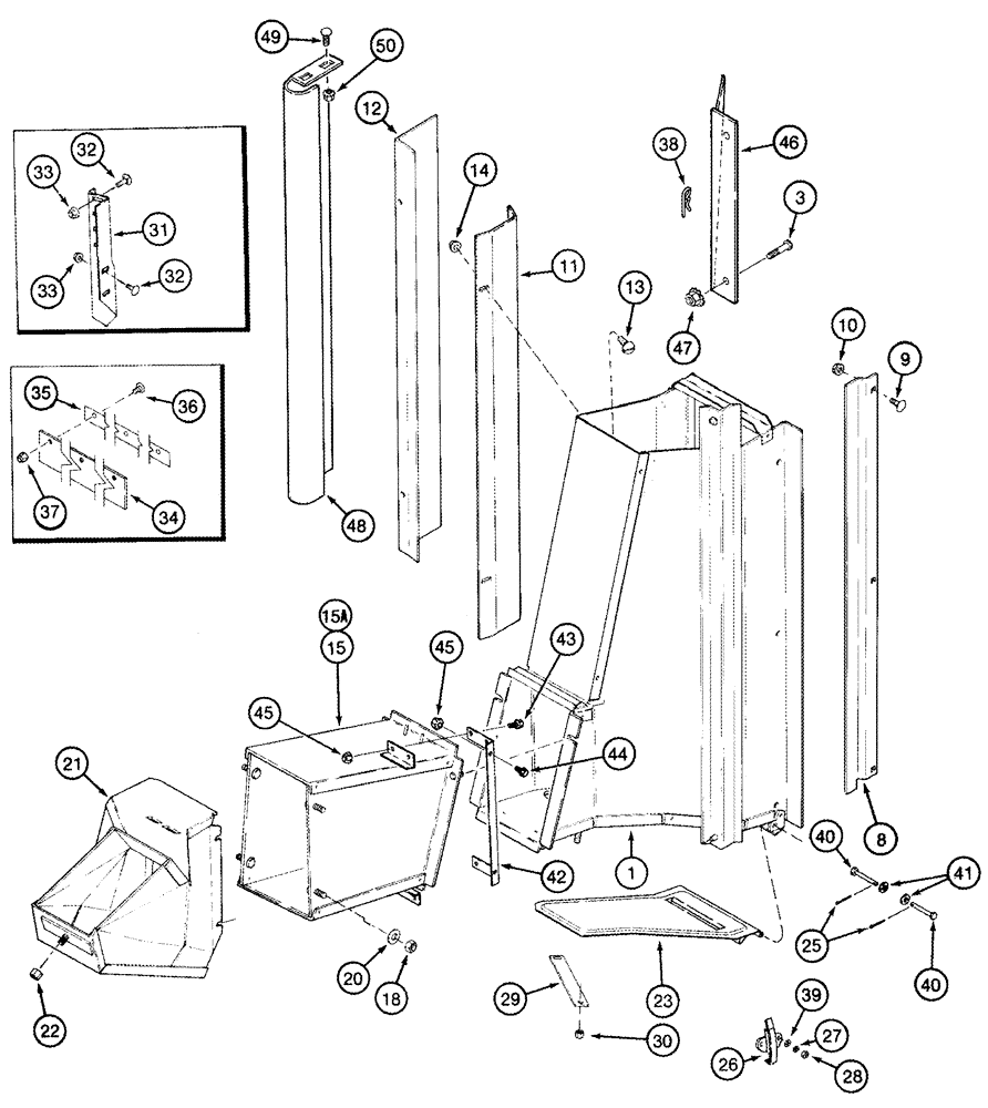 Схема запчастей Case IH 2555 - (09C-04) - DRUM OUTLETS FRONT (15) - HANDLING SYSTEM