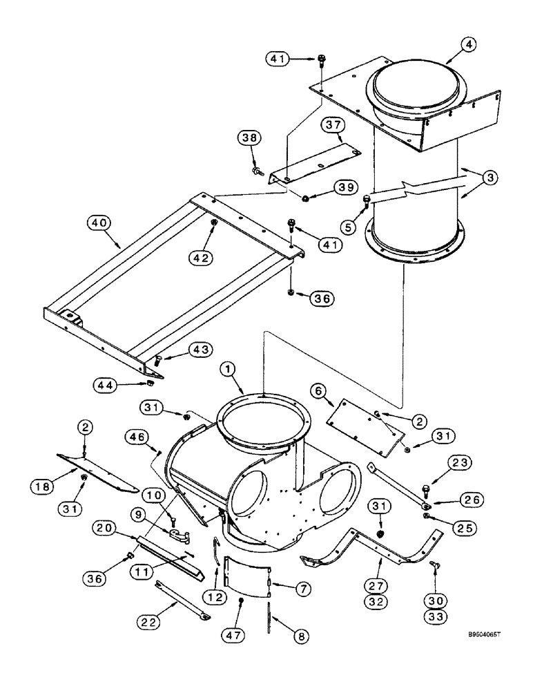 Схема запчастей Case IH 2188 - (9E-22) - LOWER GRAIN TANK, UNLOADER HOUSING (17) - GRAIN TANK & UNLOADER