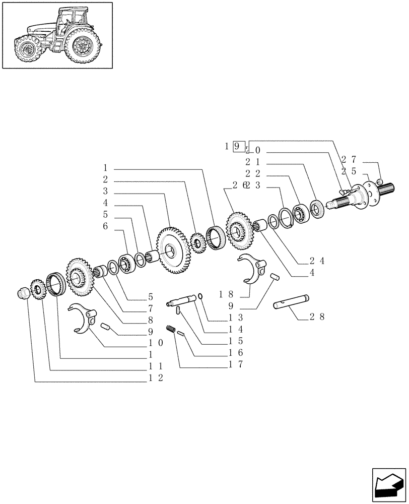 Схема запчастей Case IH JX1090U - (1.80.1/11[02]) - (VAR.817) POWER TAKE-OFF - 540-750-1000 RPM - COVER AND SHAFT (07) - HYDRAULIC SYSTEM