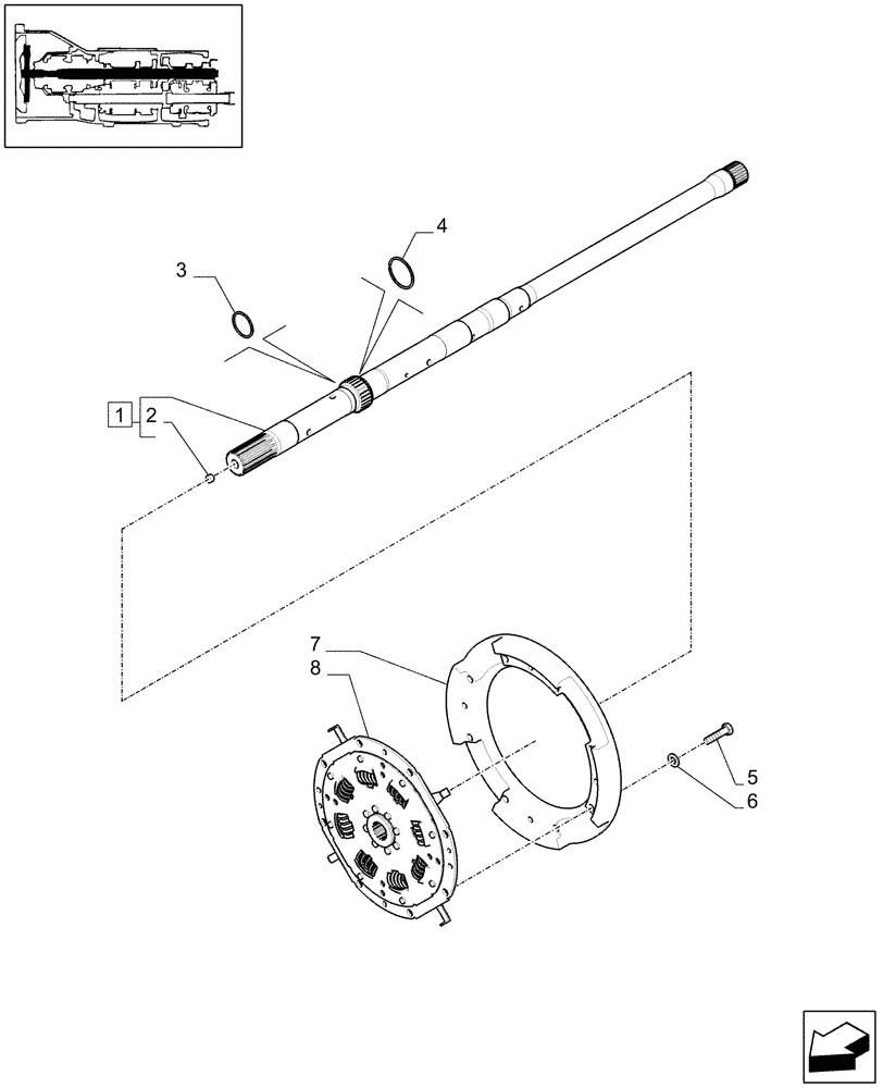 Схема запчастей Case IH MAXXUM 110 - (1.25.3/05[01]) - TRANSMISSION 16X16 & 17X16 - TORSIONAL DAMPER AND INPUT SHAFT (VAR.330159-330247-330283-330291-331248) - C5591 (03) - TRANSMISSION