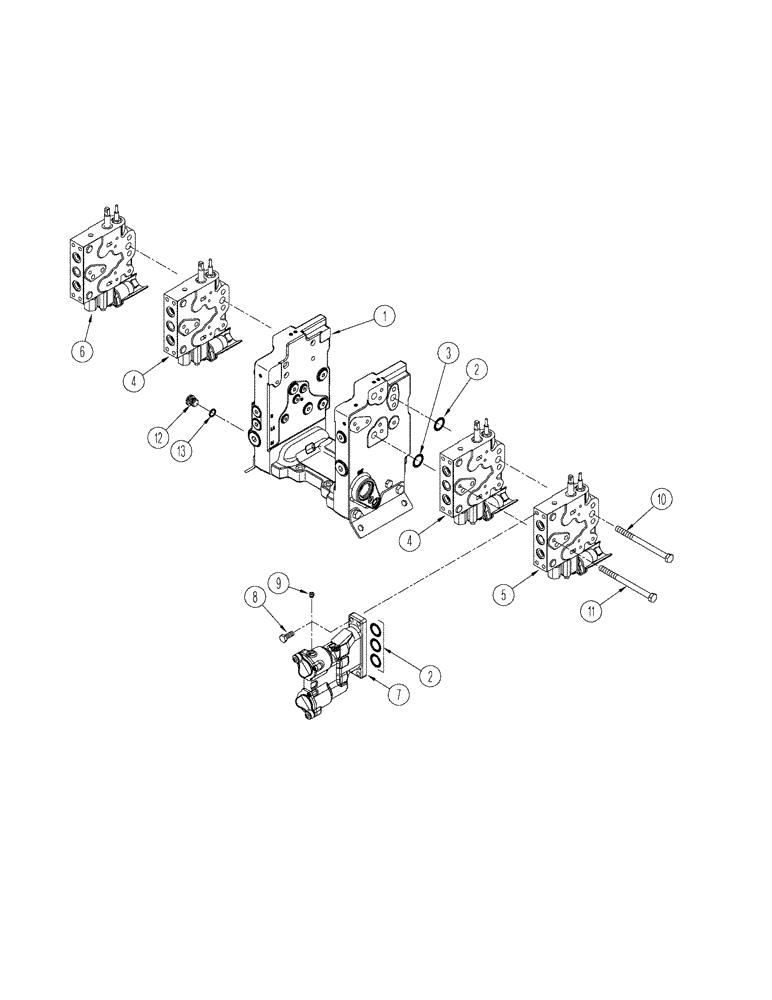 Схема запчастей Case IH STX325 - (08-26) - REMOTE VALVE ASSEMBLY - MANUAL REMOTE, BSN JEE0102592 (08) - HYDRAULICS