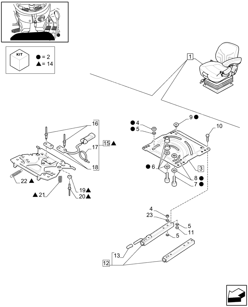 Схема запчастей Case IH MAXXUM 110 - (1.93.3/ N[03]) - DELUXE SEAT WITH MECHANICAL SUSPENSION, BELT AND SWITCH - BREAKDOWN - C7342 (10) - OPERATORS PLATFORM/CAB