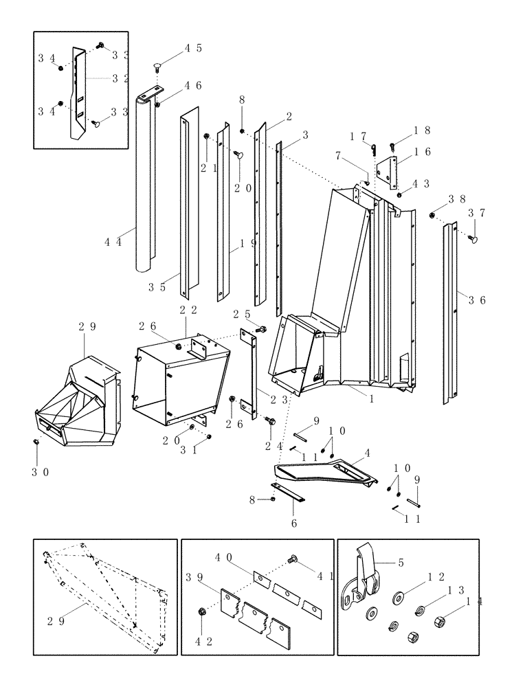 Схема запчастей Case IH 420 - (09C-03) - DRUM OUTLETS - FRONT - 5 ROW NARROW, NO. 2, 4 ROW NARROW NO. 1 (15) - HANDLING SYSTEM