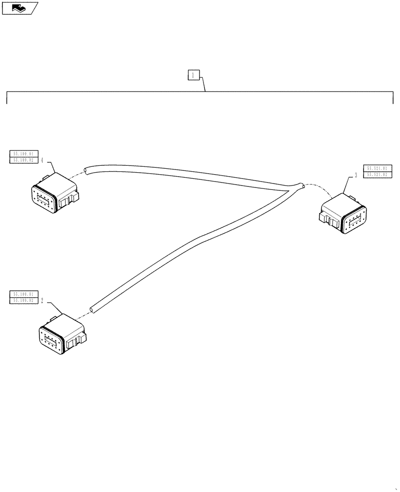 Схема запчастей Case IH 810 - (55.100.19) - TRANSMISSION SHIFTER HARNESS ADAPTER (55) - ELECTRICAL SYSTEMS